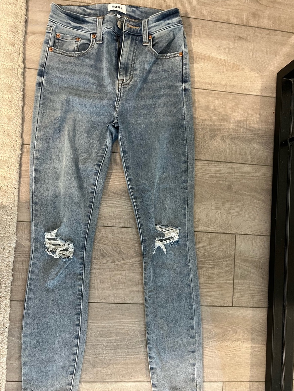 pistola faded light blue ripped high-rise skinny jeans